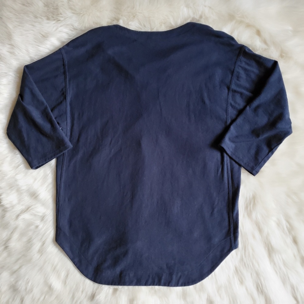 Madewell Libra Lace Up Top Navy Blue Size Small - Picture 5 of 8